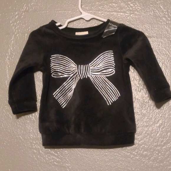 First Impressions Black Velour Top with Bow Design 3-6 Months NWT - Picture 8 of 8